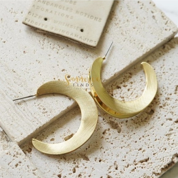 Anthropologie Jewelry - Anthropologie Gold Scratched Distressed Boho Hoop Earrings - NWT